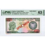 CYPRUS 10 POUNDS 1987-1988 SPECIMEN TDLR UNC PMG 63 EPQ p51S WORLD BANKNOTES