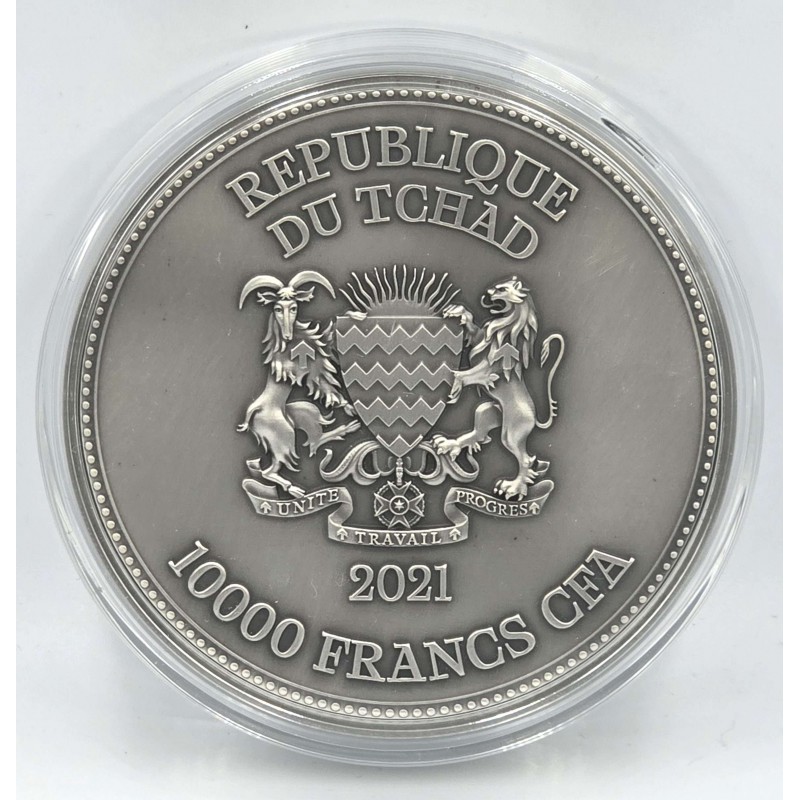 Chad 2 oz SILVER COIN SAINT GEORGE SLAYS THE DRAGON 2021 GOLD AND SILVER BULLION