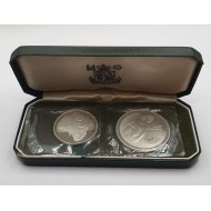 CYPRUS 1976 SILVER PROOF 1 POUND & 500 MILS COINS REFUGEES SET BOX