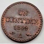 FRANCE 1 Centime 1849 A COPPER COIN UNC WORLD COINS