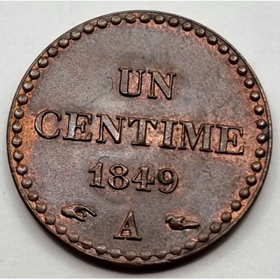 FRANCE 1 Centime 1849 A COPPER COIN UNC