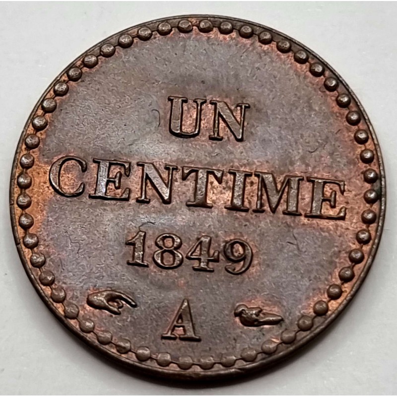 FRANCE 1 Centime 1849 A COPPER COIN UNC WORLD COINS