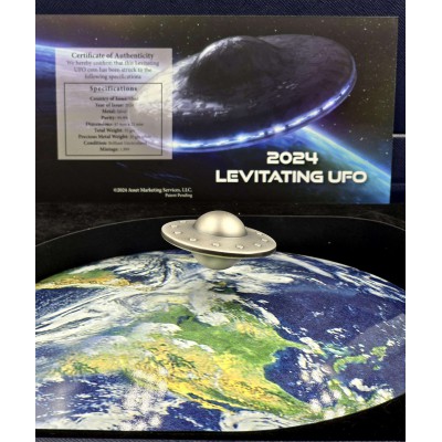 UFO FLYING SAUCER Levitating Silver Coin 5000 Francs Chad 2024