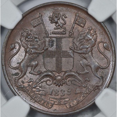 British India 1835 1/4 Anna East India Company NGC MS63