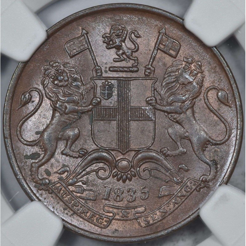 British India 1835 1/4 Anna East India Company NGC MS63 WORLD COINS