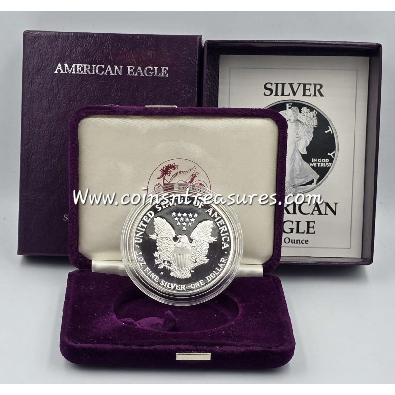 USA 1990 American Eagle Liberty 1 Oz Silver Dollar Proof coin WORLD COINS