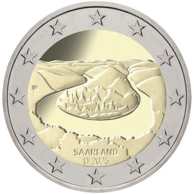 GERMANY 2025 2 EURO X 5 (A,J,F,D,G) Saarland UNC IN CAPSULES WORLD COINS