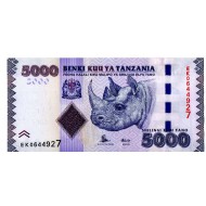 AFRICA TANZANIA 2010 5000 SHILLINGS RHINO P43 UNC