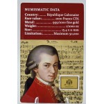 Mozart Classical Composer 1/1000 Oz Gold Coin card GOLD AND SILVER BULLION