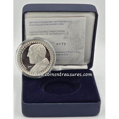 GREECE 2013 SILVER PROOF COIN 10 EURO HIPPOCRATES