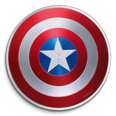 FIJI 2021 CAPTAIN AMERICA SHIELD MARVEL 1 OZ SILVER COIN