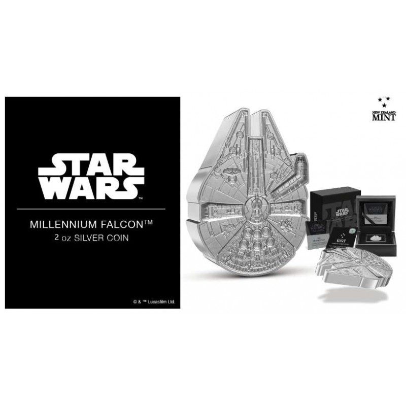 Niue 2 oz Silver 2023 Star Wars Millennium Falcon Coin GOLD AND SILVER BULLION