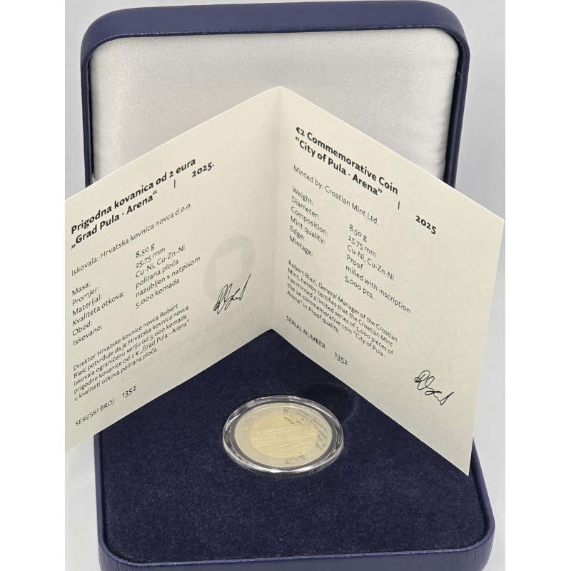 Croatia City of Pula Arena 2 EURO 2025 Proof coin WORLD COINS