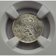NETHERLANDS 1945 S COIN EAST INDIES 1/10 GULDEN NGC MS65