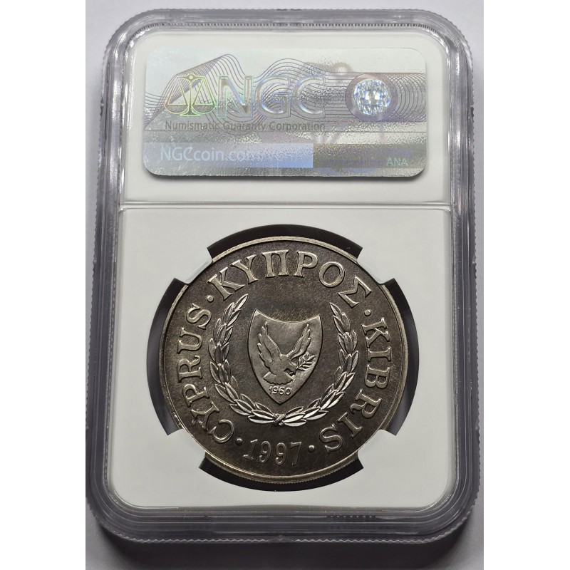 CYPRUS 1997 1 POUND COIN WWF TURTLE CUNI NGC MS68 WORLD COINS