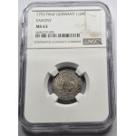 GERMANY 1753 FWof COIN 1/24 THALER SAXONY NGC MS63 WORLD COINS
