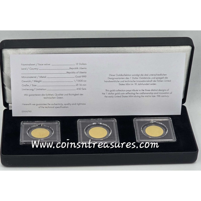 US Dollar Gold 3 Coin Set collection 1/1000 Gold .999 GOLD AND SILVER BULLION
