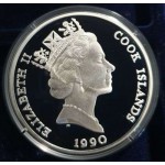 Cook Islands 1990 Endangered wildlife Rhino 50 $ Silver Proof Cameo WORLD COINS