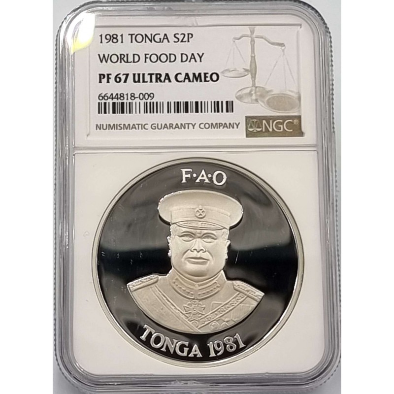 TONGA 1981 SILVER COIN Taufaahau Tupou World Food Day NGC PF67 UCAM WORLD COINS