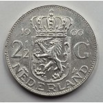 Netherlands 2 1/2 Gulden 1966 Silver Coin Juliana WORLD COINS