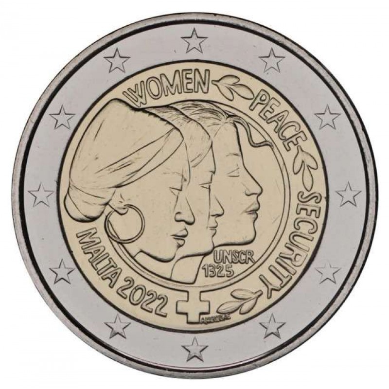 Malta 2022 2 Euro UN Women Peace and Security coin card WORLD COINS