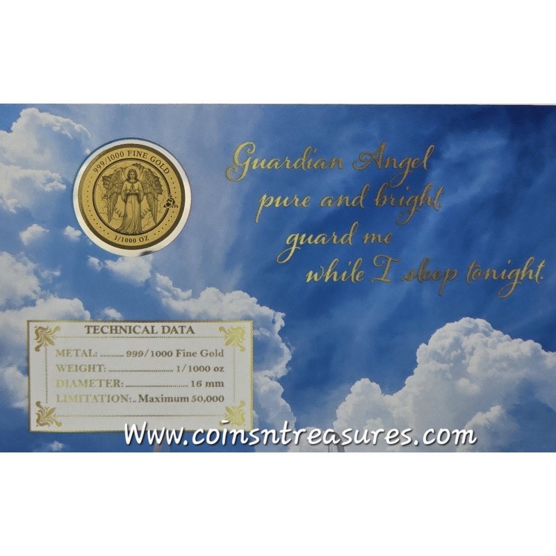 GUARDIAN ANGEL I 1/1000 Oz .999 Gold in Coin card 2023 GOLD AND SILVER BULLION