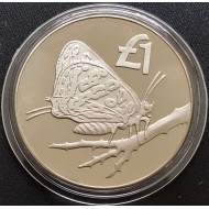 CYPRUS 2002 CUNI 1 POUND BUTTERFLY UNC BU COIN