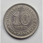 MALAYA 1950 10 CENTS COIN OF KGVI WORLD COINS