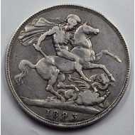GREAT BRITAIN UK 1893 CROWN SILVER COIN QUEEN VICTORIA LVI