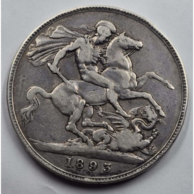 GREAT BRITAIN UK 1893 CROWN SILVER COIN QUEEN VICTORIA LVI