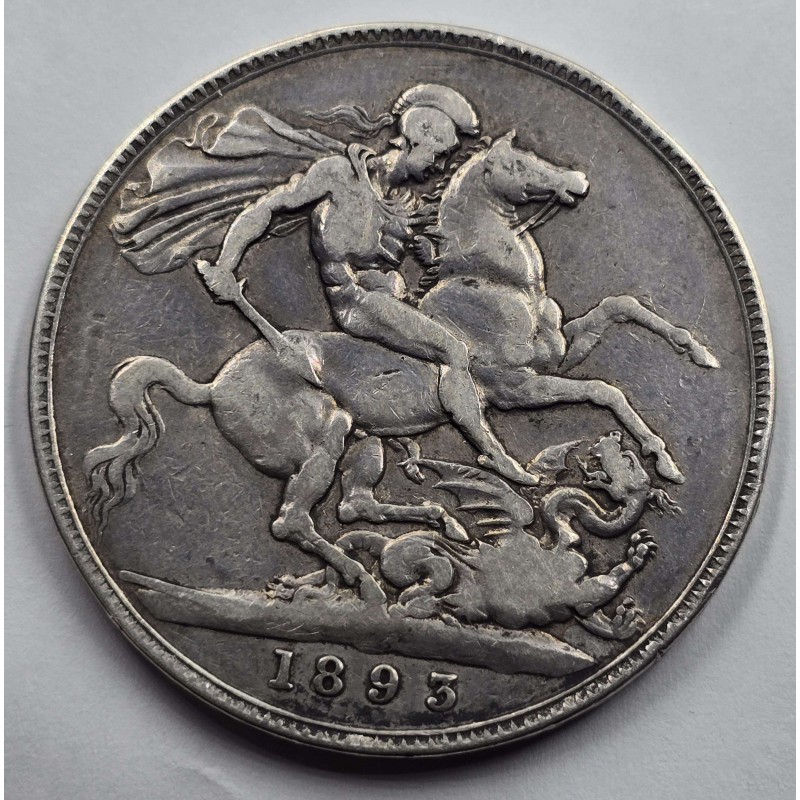 GREAT BRITAIN UK 1893 CROWN SILVER COIN QUEEN VICTORIA LVI WORLD COINS