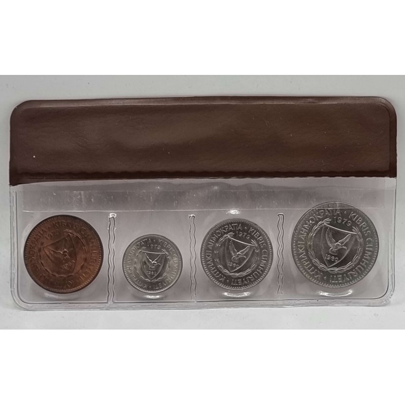 CYPRUS 1979 YEAR SET MILS COINS IN ORIGINAL WALLET WORLD COINS