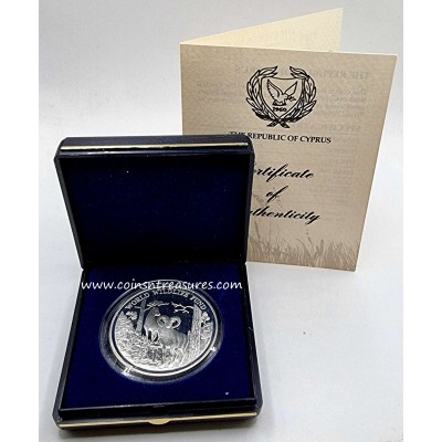 CYPRUS 1986 SILVER PROOF 1 POUND WWF MOUFLON BOX + COA