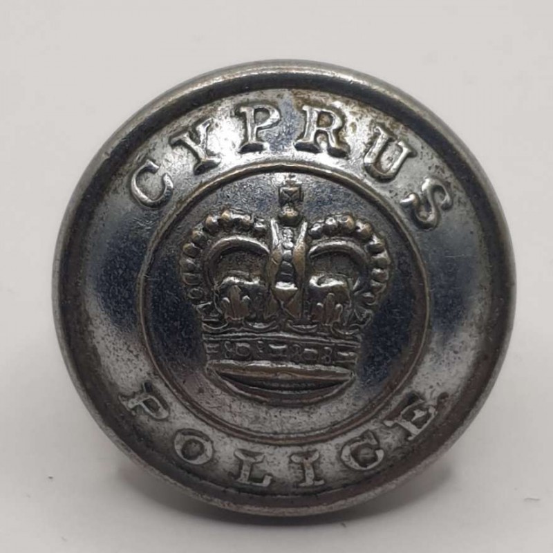 CYPRUS POLICE 1952 - 1959 UNIFORM BUTTON OF BRITISH ADMINISTRATION QEII REIGN ANTIQUES & OTHER COLLECTIBLES