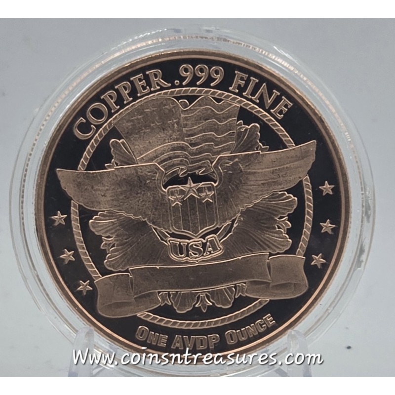 Seated Liberty 1 oz 999 Fine Copper Round GOLD AND SILVER BULLION