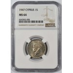 CYPRUS 1 SHILLING COIN 1947 UNC KGVI NGC MS64 WORLD COINS