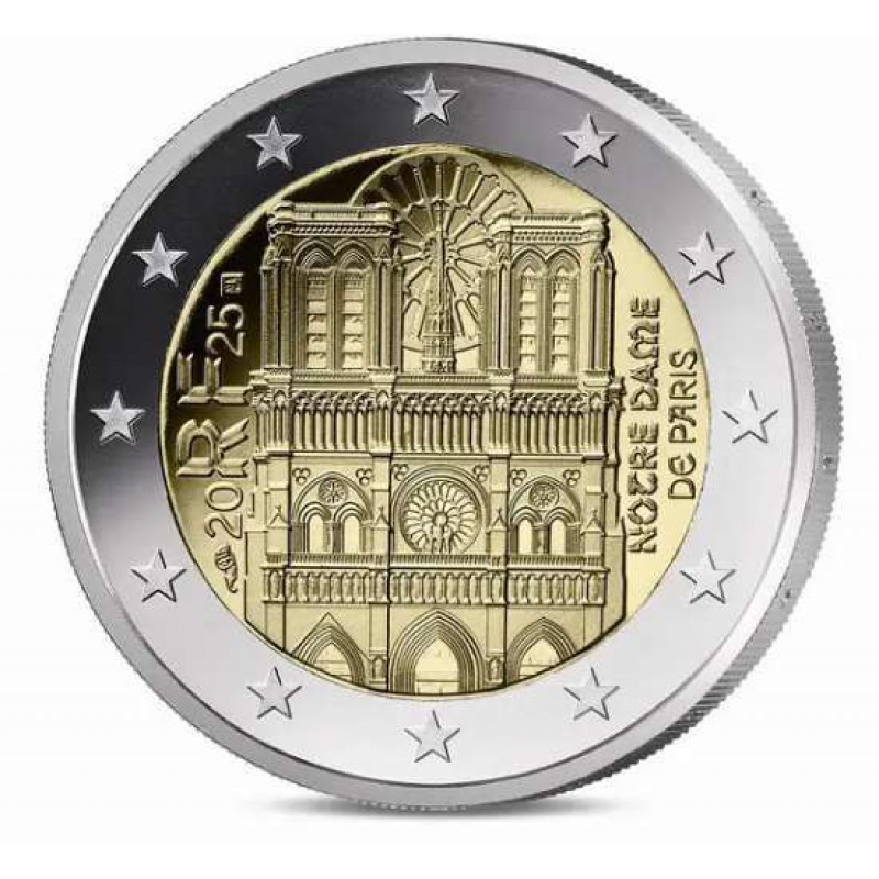 France 2025 Notre-Dame de Paris 2 Euro BU in coin capsule WORLD COINS