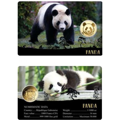 Big Five of Asia animals Panda 1/1000 Oz Gold Coin