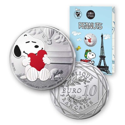 France Peanuts 75th Anniversary Snoopy Silver Coin