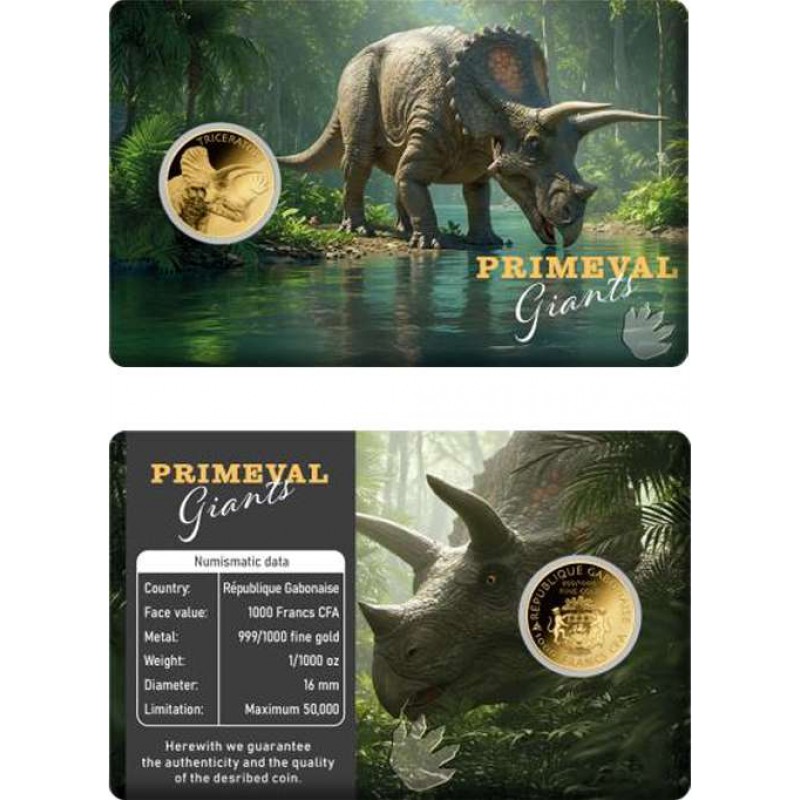 Dinosaur Primeval Giants collection 1/1000 Oz .999 Gold coins Album GOLD AND SILVER BULLION