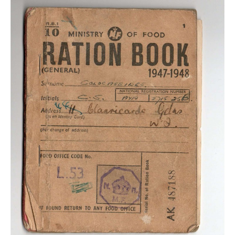 CYPRUS BRITISH ADMINISTRATION 1947 - 1948 MINISTRY OF FOOD RATION BOOK ANTIQUES & OTHER COLLECTIBLES
