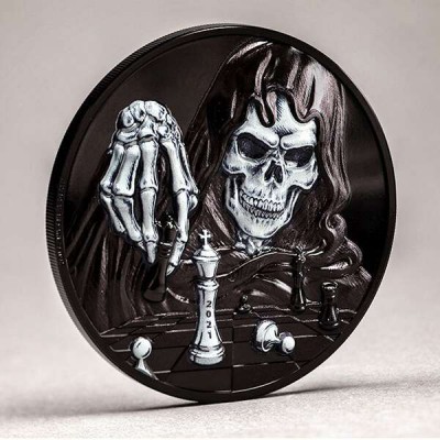 DARK CHECKMATE You Can't Cheat Death 3 Oz Silver Coin Palau 2021