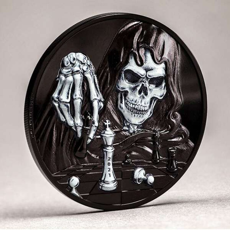 DARK CHECKMATE You Can't Cheat Death 3 Oz Silver Coin Palau 2021 GOLD AND SILVER BULLION