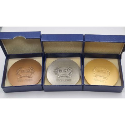 1980 EOKA MATSHS 3 MEDALS IN COPPER - SILVER - GOLD PLATED