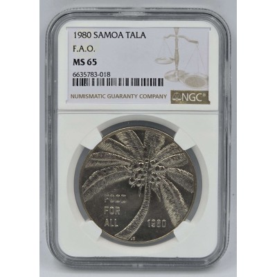 SAMOA I SISIFO 1980 1 TALA F.A.O PALM TREE NGC MS65