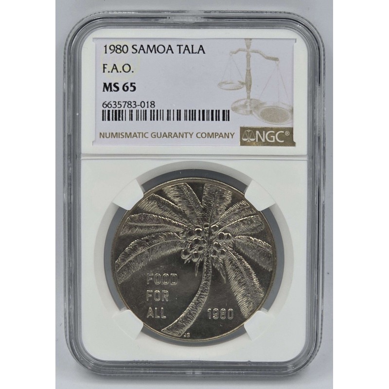 SAMOA I SISIFO 1980 1 TALA F.A.O PALM TREE NGC MS65 WORLD COINS