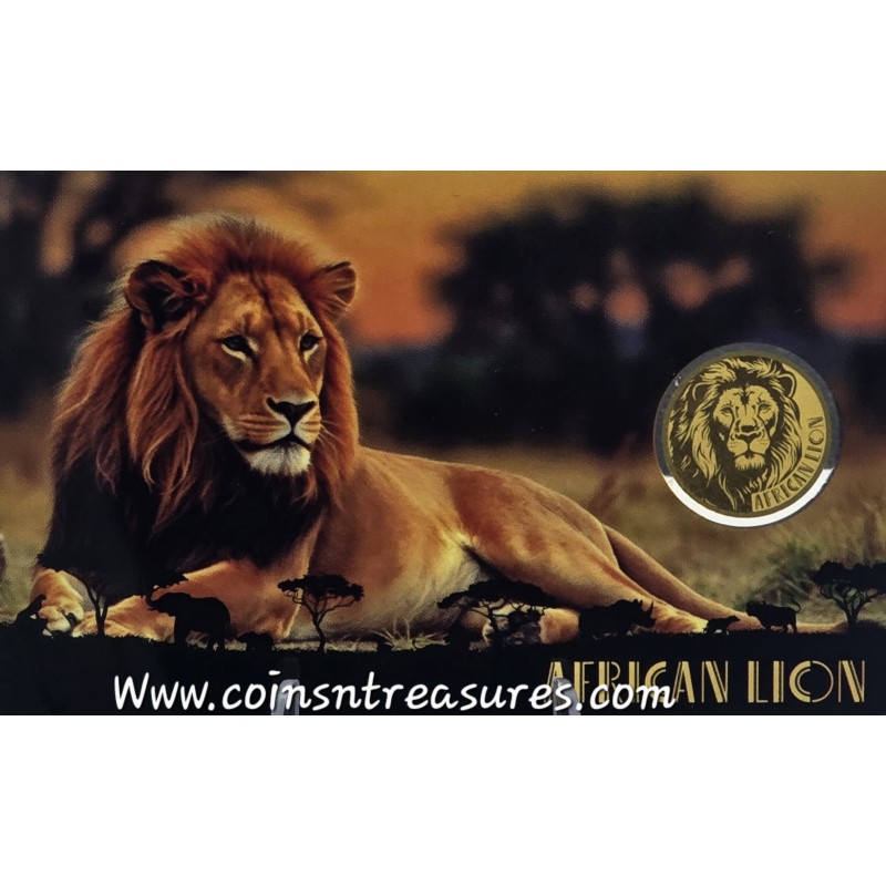 AFRICAN LION 1/1000 Oz Gold Coin in card GOLD AND SILVER BULLION