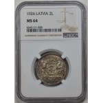 LATVIA SILVER 2 LATI COIN 1926 NGC MS64 WORLD COINS
