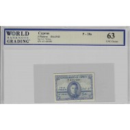 CYPRUS KGVI 1943 3 PIASTRE BANKNOTE UNC WBG 63 p28