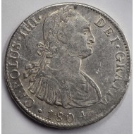 MEXICO 8 REALES SILVER COIN CAROLUS IIII 1804